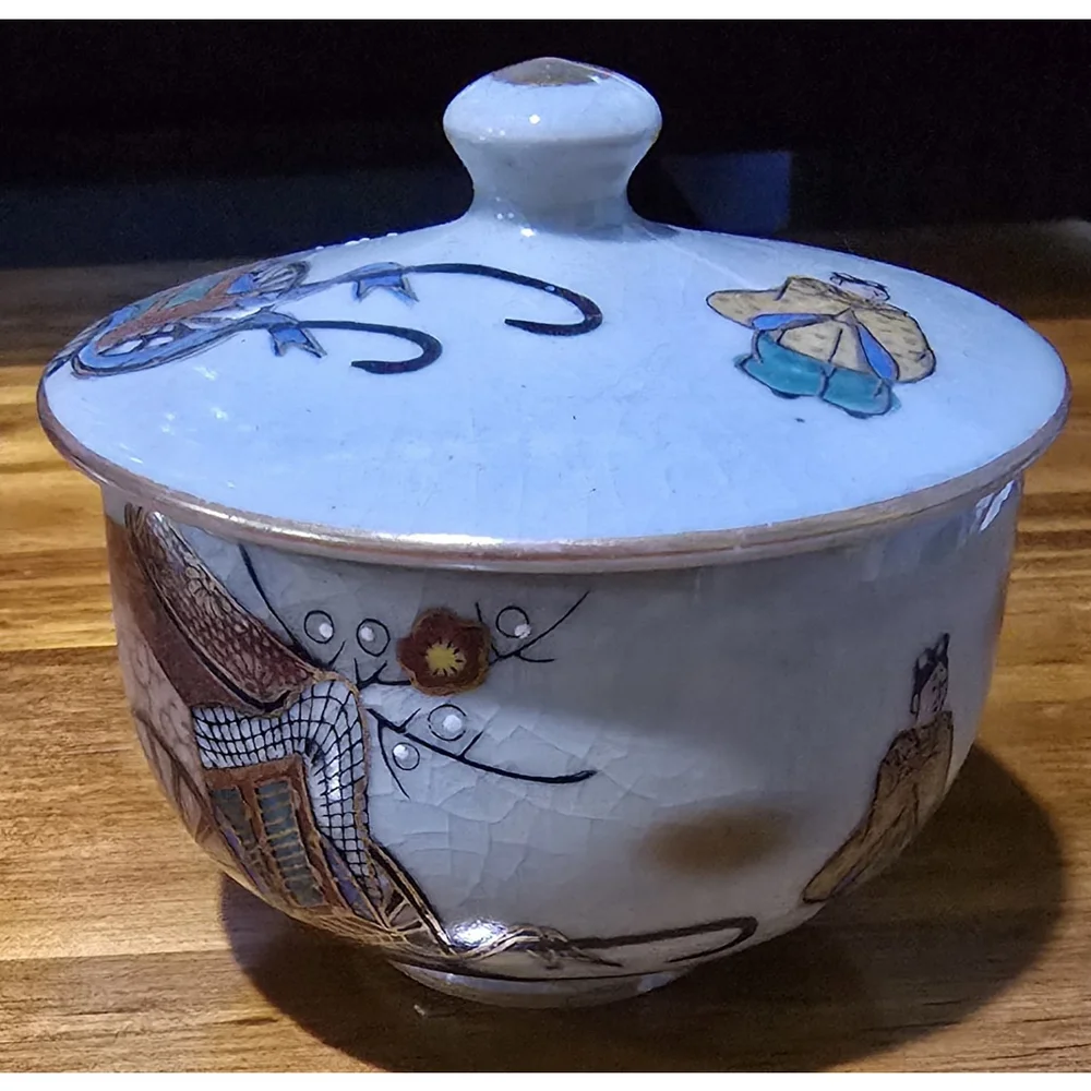 Vintage Japanese Eggshell Porcelain Tea Set Pagoda Lusterware Made in Japan Lot